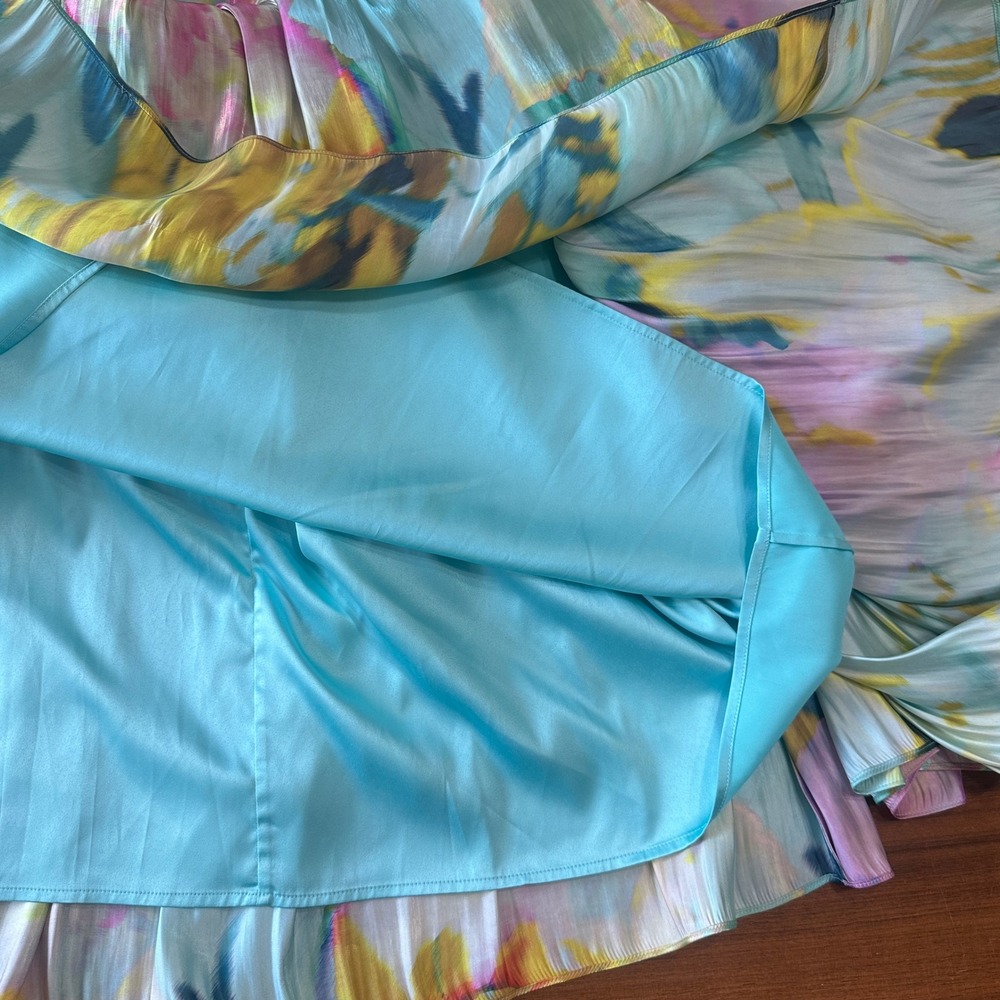 Kobi Halperin Britt Maxi Dress 8 Capri Multi Pleated Metallic Watercolor NWT - Picture 13 of 15